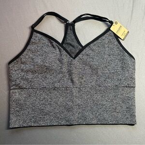 Victoria's Secret pink seamless long line sport bra NEW M MARBLED Black/Gray